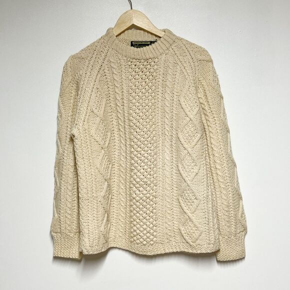 Cornell Irish Handknit Wool Fisherman Cable knit Sweater Womens M - Picture 1 of 3